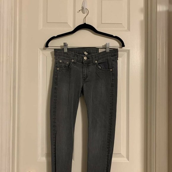 Rag & Bone Womens Skinny Jeans Gray Charcoal Wash Low Rise Pockets Denim 25 - Picture 2 of 11